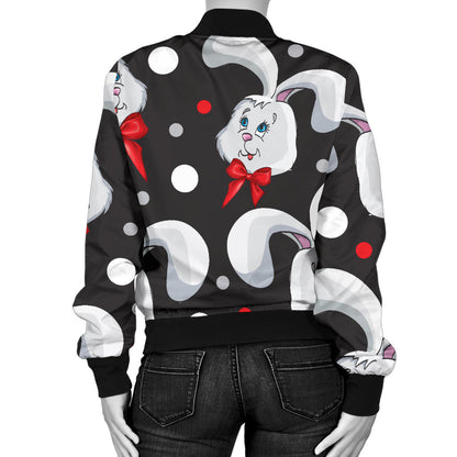 Rabbit Pattern Print Design RB012 Women Bomber Jacket