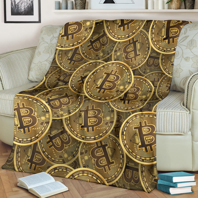 Bitcoin Pattern Print Design DO01 Fleece Blanket