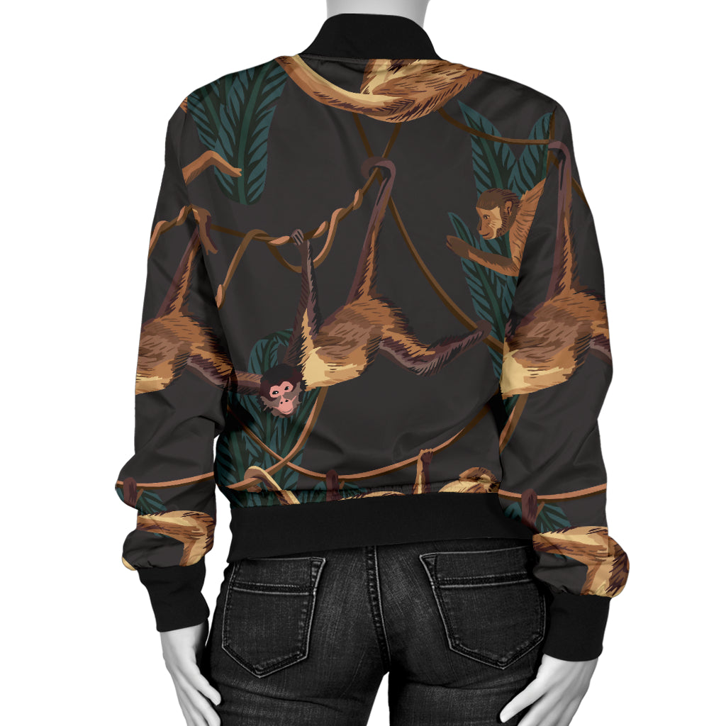 Monkey Pattern Print Design 02 Women's Bomber Jacket