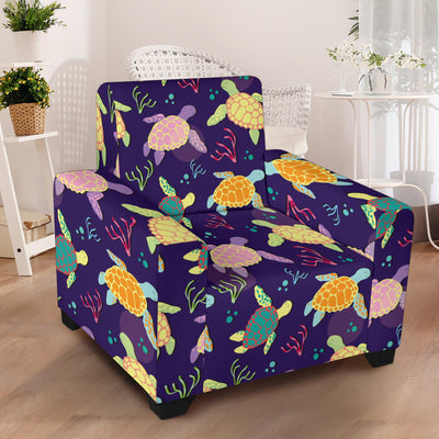 Sea Turtle Color Smile Armchair Slipcover