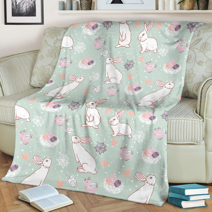 Rabbit Pattern Print Design RB011 Fleece Blanket