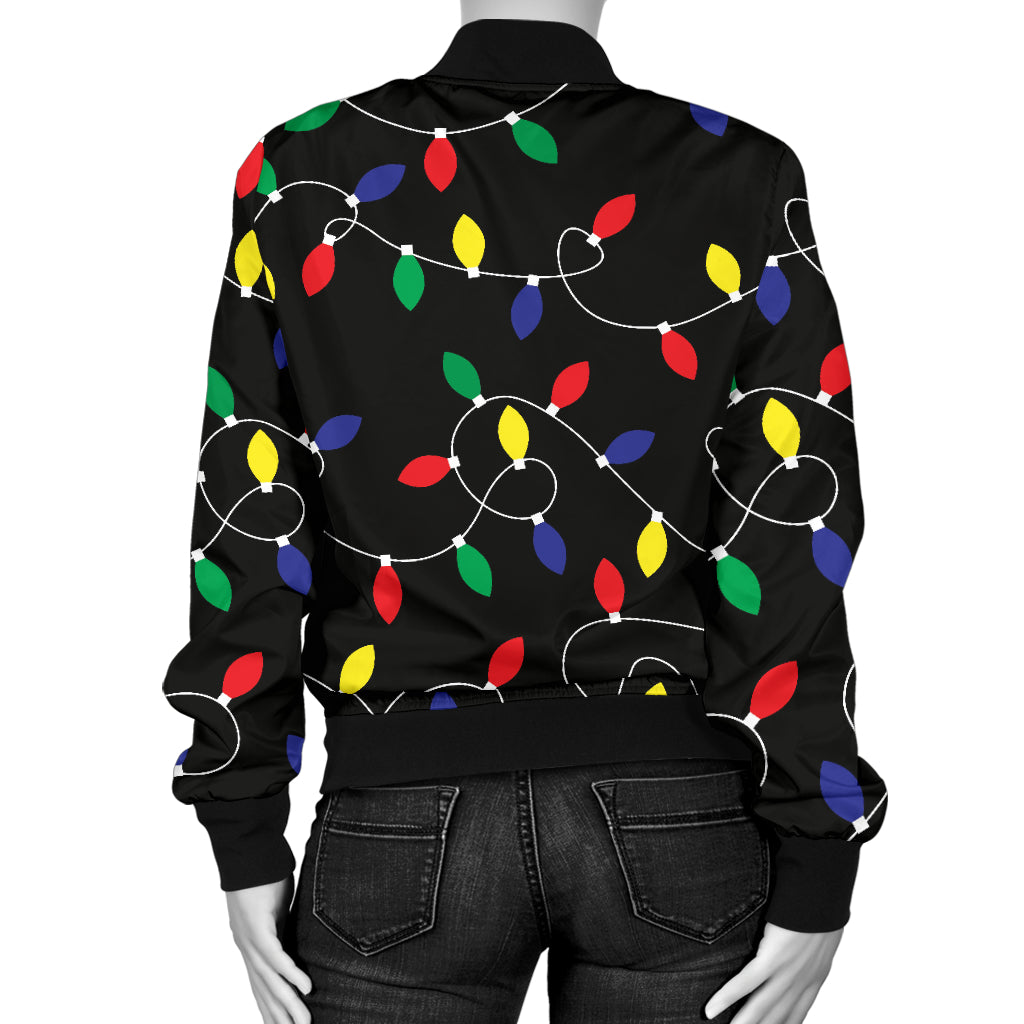 Christmas Light Pattern Print Design 04 Women's Bomber Jacket