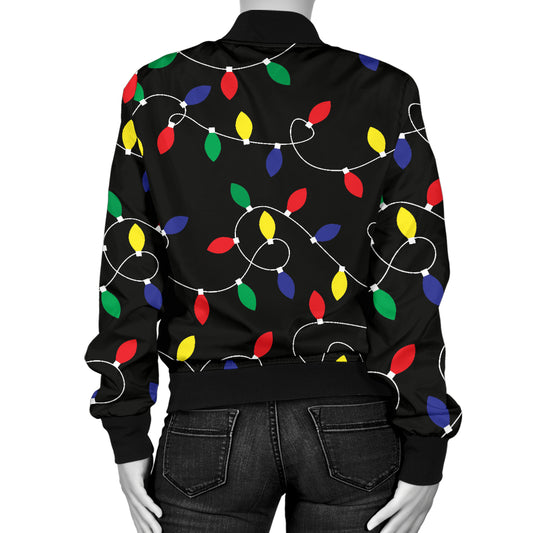 Christmas Light Pattern Print Design 04 Women's Bomber Jacket