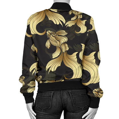 Goldfish Pattern Print Design 02 Women's Bomber Jacket