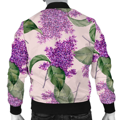 Lilac Pattern Print Design LI02 Men Bomber Jacket