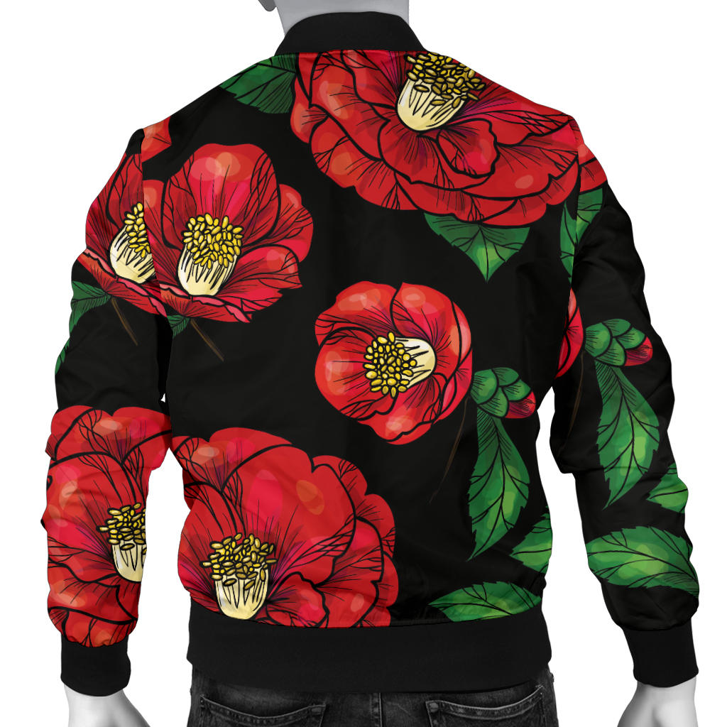 Camellia Pattern Print Design CM07 Men Bomber Jacket
