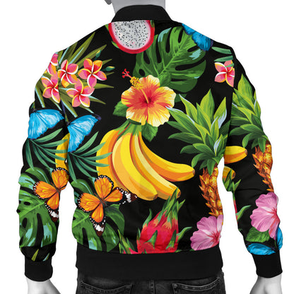 Tropical Fruits Pattern Print Design TF04 Men Bomber Jacket