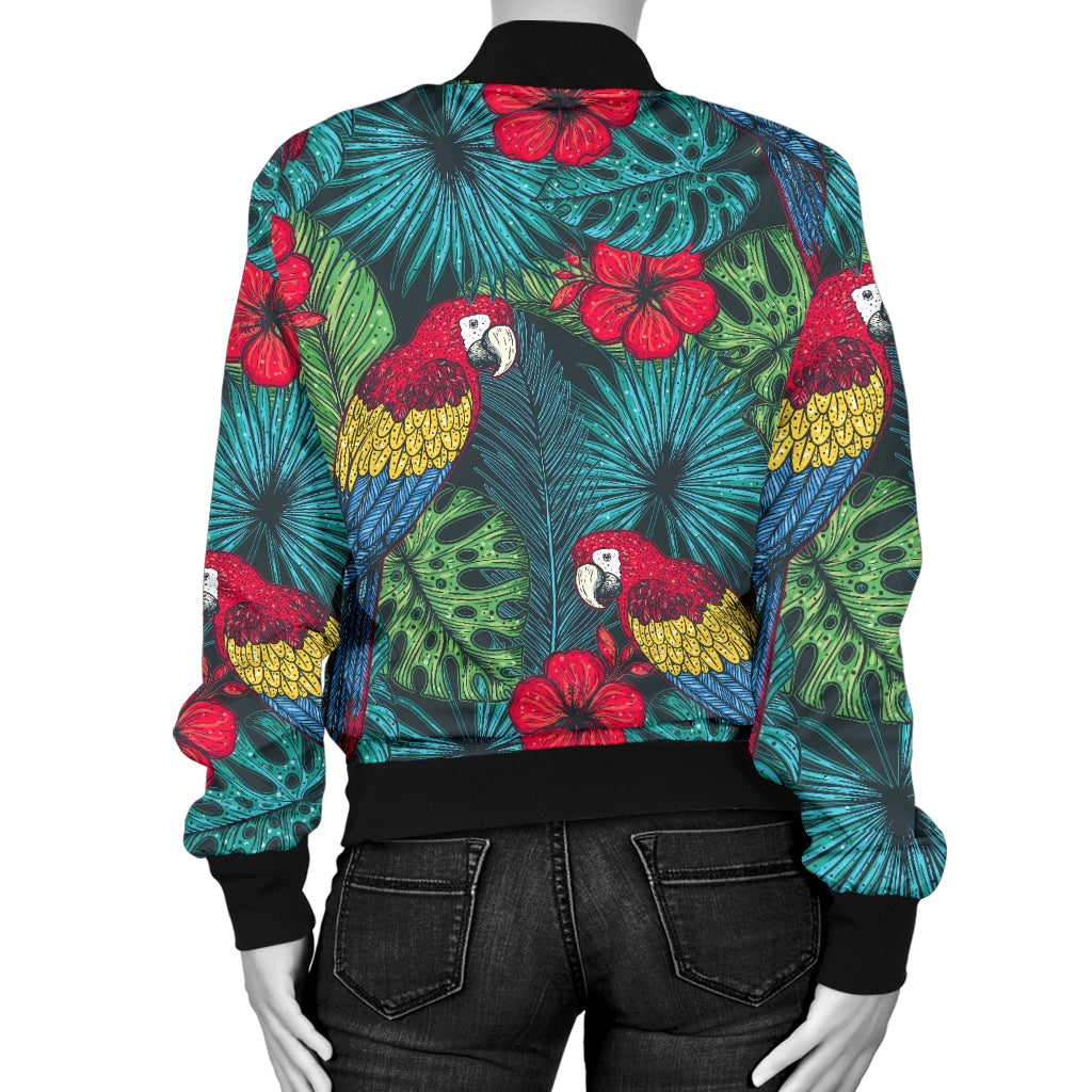 Parrot Pattern Print Design A05 Women's Bomber Jacket