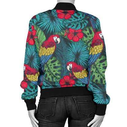 Parrot Pattern Print Design A05 Women's Bomber Jacket