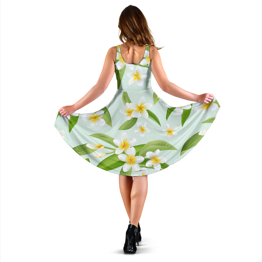Yellow Plumeria Pattern Print Design PM024 Midi Dress