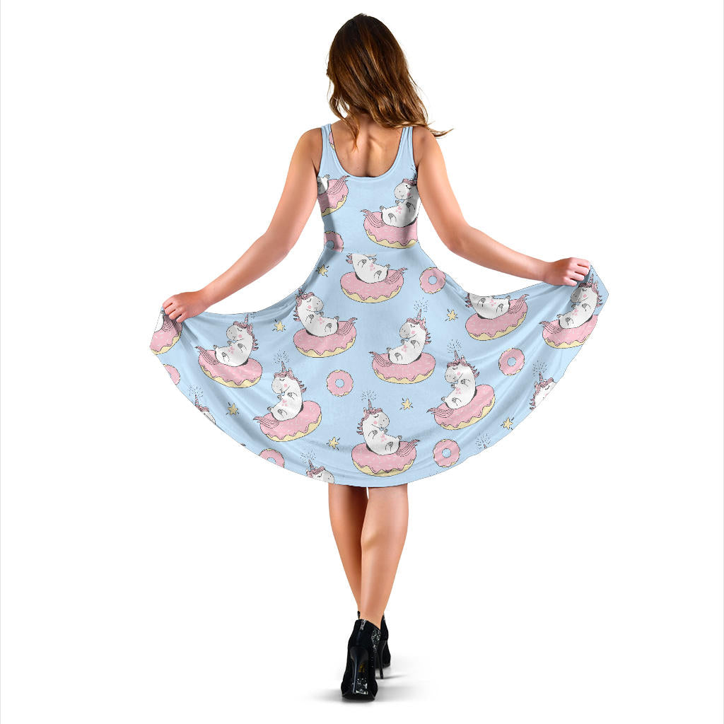 Donut Unicorn Pattern Print Design DN014 Midi Dress