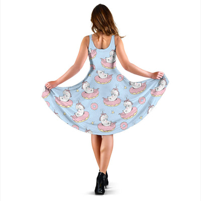 Donut Unicorn Pattern Print Design DN014 Midi Dress