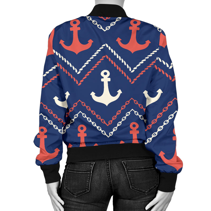 Anchor Pattern Print Design 07 Women's Bomber Jacket