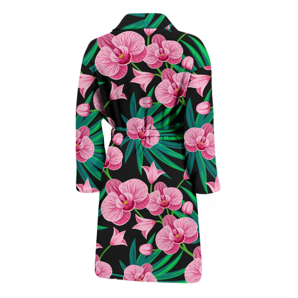 Orchid Pink Pattern Print Design OR06 Men Bathrobe