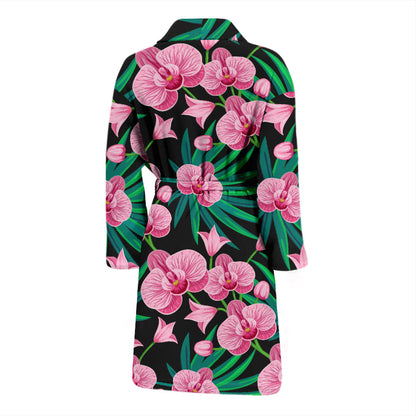 Orchid Pink Pattern Print Design OR06 Men Bathrobe