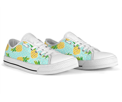 Pineapple Pattern Print Design PP01 White Bottom Low Top Shoes