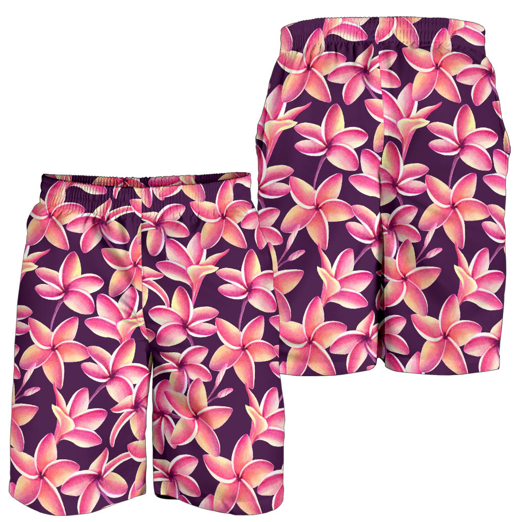 Purple Plumeria Pattern Print Design PM010 Mens Shorts