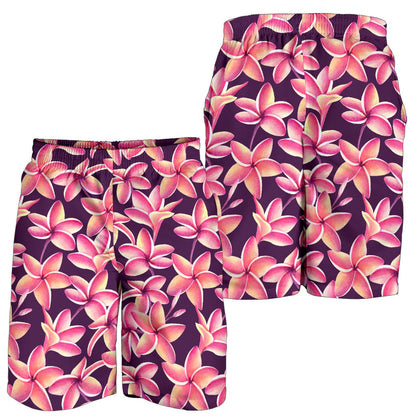Purple Plumeria Pattern Print Design PM010 Mens Shorts