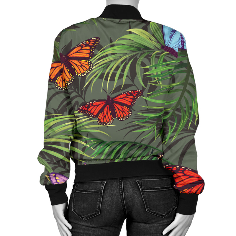 Monarch Butterfly Pattern Print Design 04 Women's Bomber Jacket