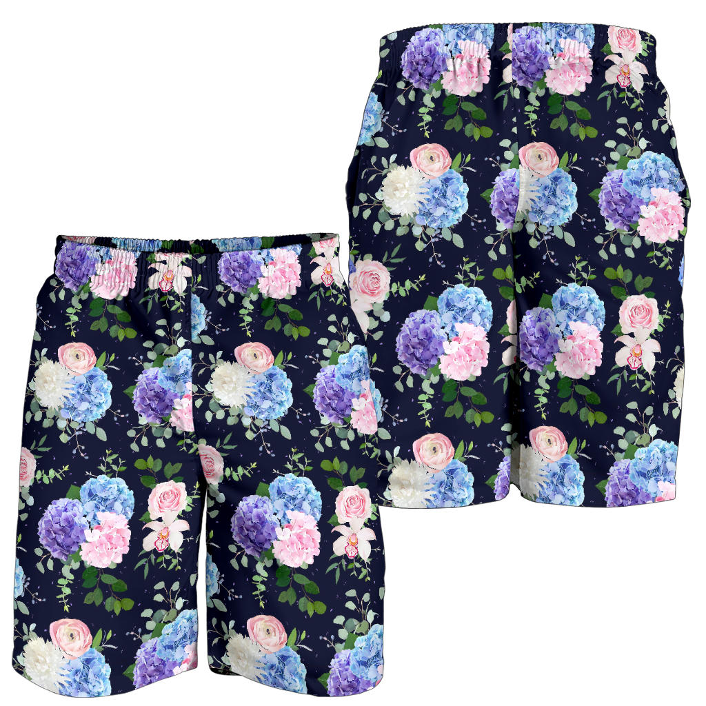 Hydrangea Pattern Print Design HD01 Mens Shorts