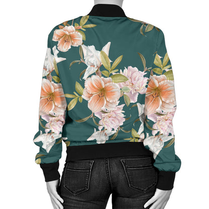 Iris Pattern Print Design IR01 Women Bomber Jacket