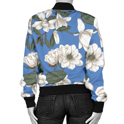 Magnolia Pattern Print Design 01 Women's Bomber Jacket