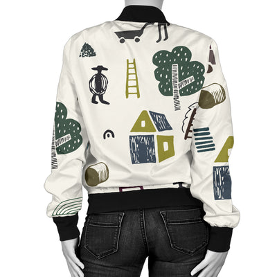 Agricultural Farm Print Design 01 Women's Bomber Jacket