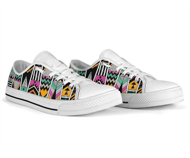 Tribal Aztec Triangle White Bottom Low Top Shoes