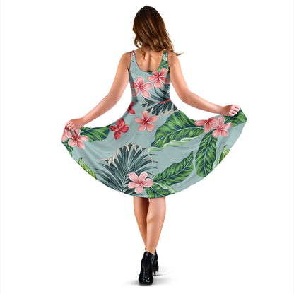 Plumeria Pattern Print Design PM027 Midi Dress