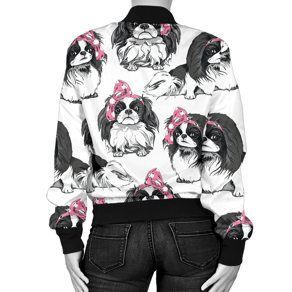Japanese Chin Pattern Print Design 01 Women's Bomber Jacket