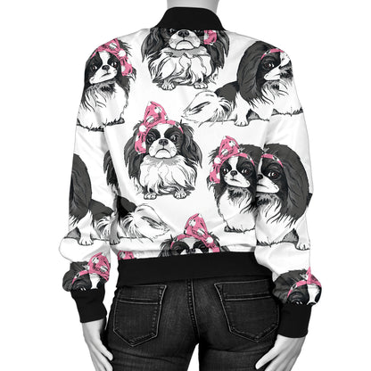 Japanese Chin Pattern Print Design 01 Women's Bomber Jacket