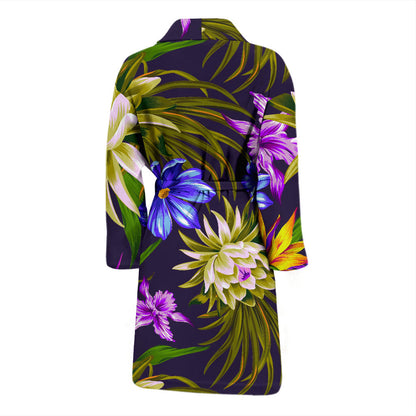 Water Lily Pattern Print Design WL08 Men Bathrobe