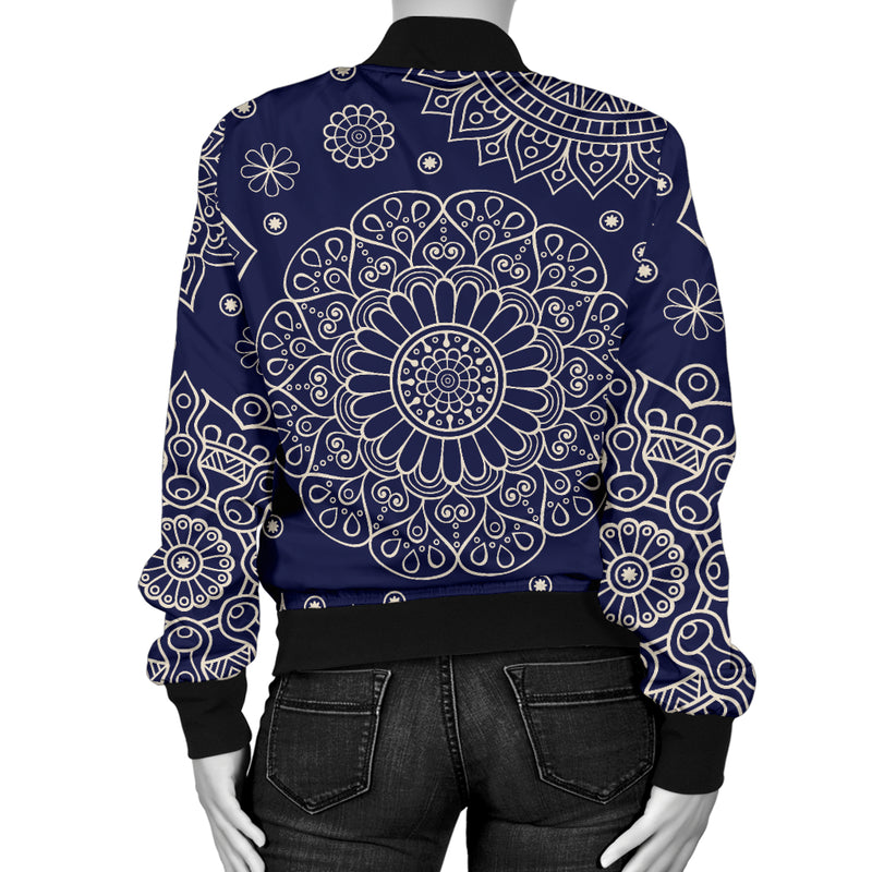 Mandala Pattern Print Design 02 Women's Bomber Jacket