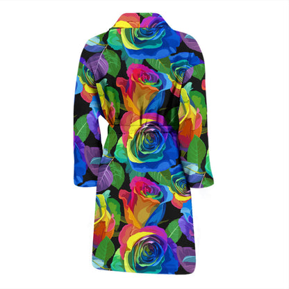 Rose Pattern Print Design RO02 Men Bathrobe