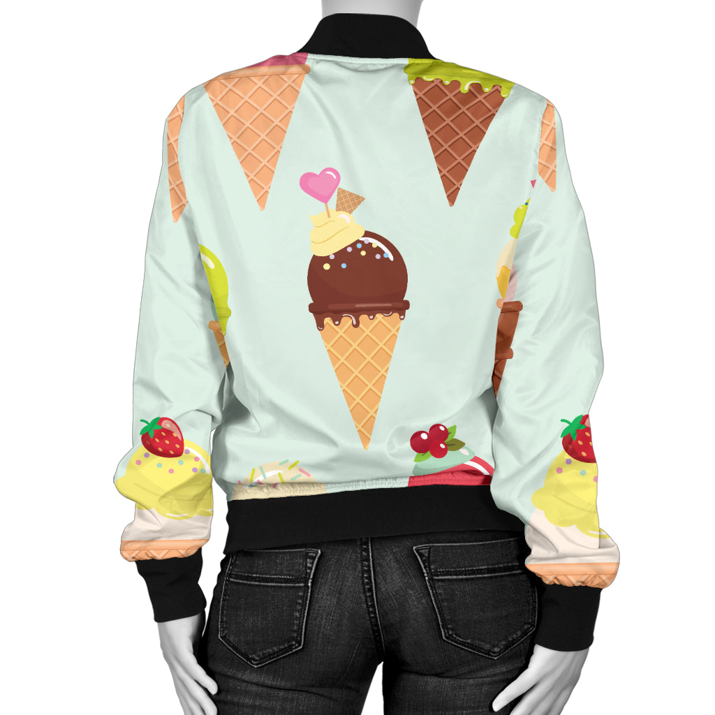 Ice Cream Pattern Print Design 03 Women's Bomber Jacket