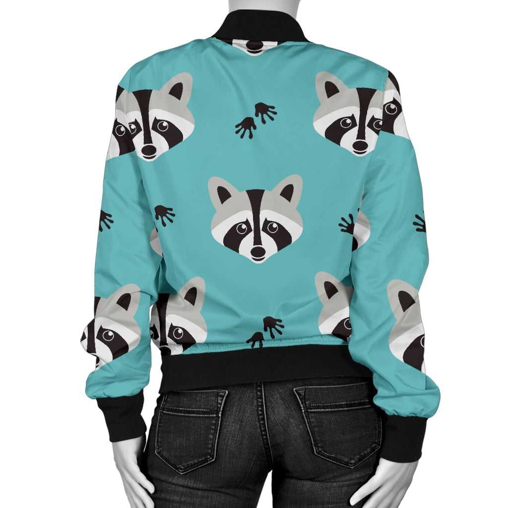 Raccoon Pattern Print Design A01 Women's Bomber Jacket