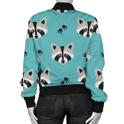 Raccoon Pattern Print Design A01 Women's Bomber Jacket
