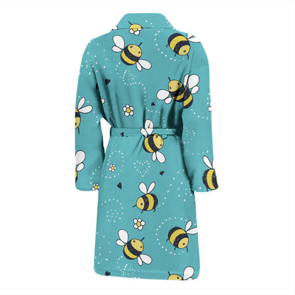 Bee Pattern Print Design BEE02 Men Bathrobe