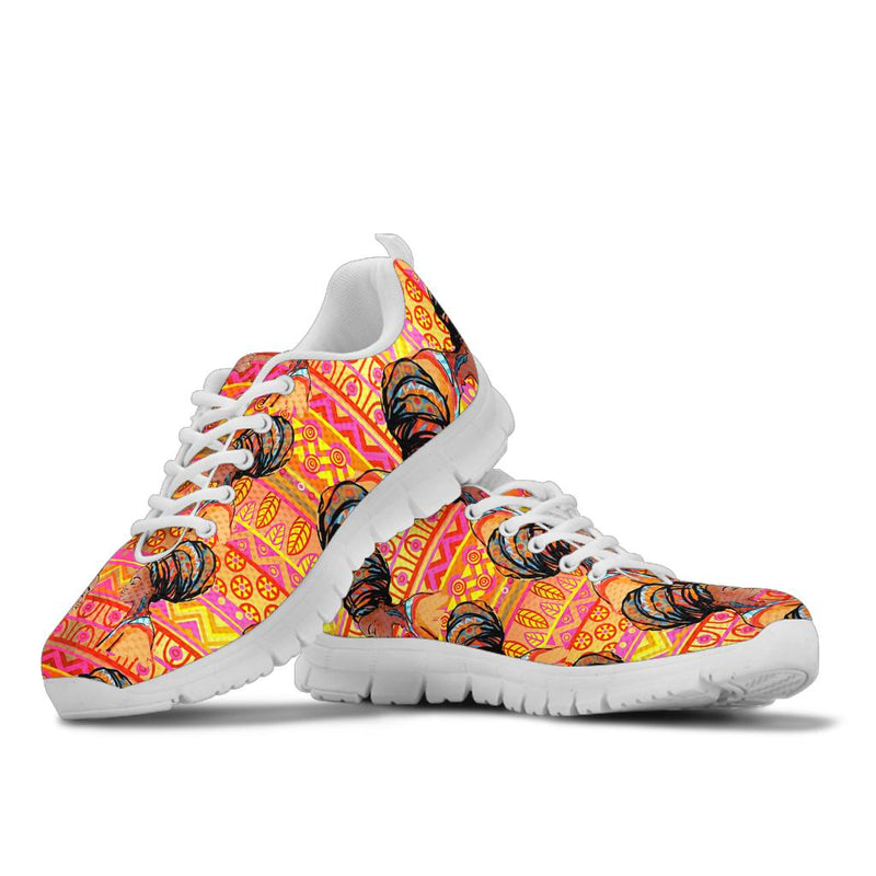 African Girl Aztec Sneakers White Bottom Shoes