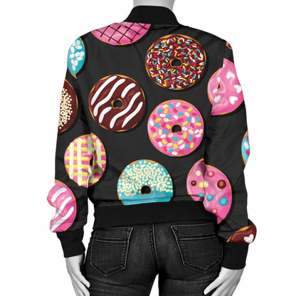 Donut Pattern Print Design DN02 Women Bomber Jacket