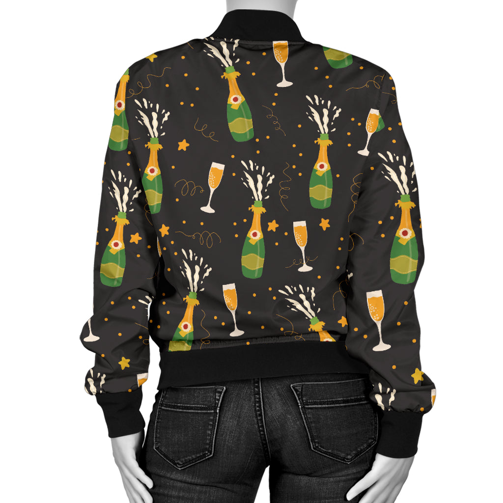 Champagne Pattern Print Design 04 Women's Bomber Jacket