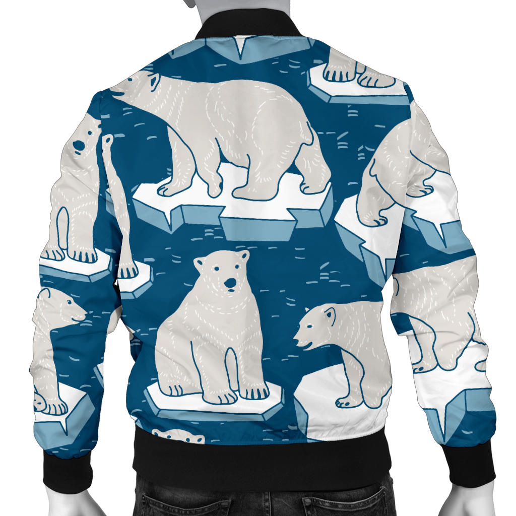 Polar Bear Pattern Print Design PB03 Men Bomber Jacket