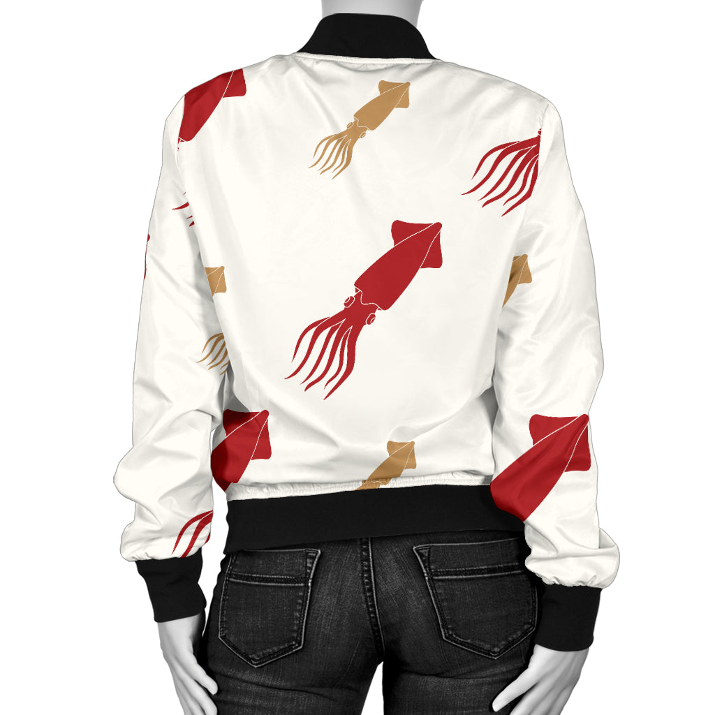 Giant Squid Pattern Print Design 01 Women's Bomber Jacket
