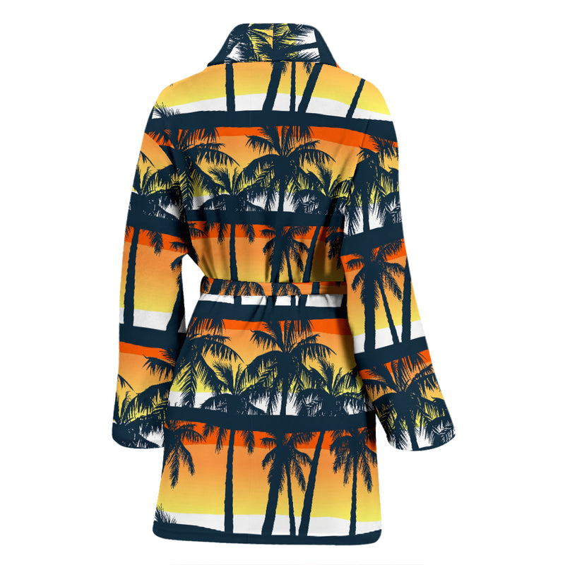 Palm Tree Pattern Print Design PT011 Women Bathrobe