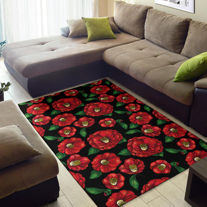 Camellia Pattern Print Design CM07 Area Rugs
