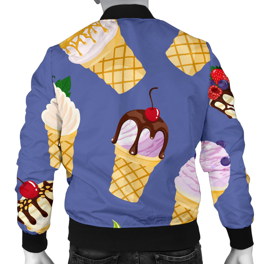 Ice Cream Pattern Print Design IC03 Men Bomber Jacket