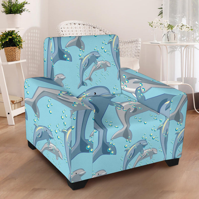 Dolphin Print Pattern Armchair Slipcover