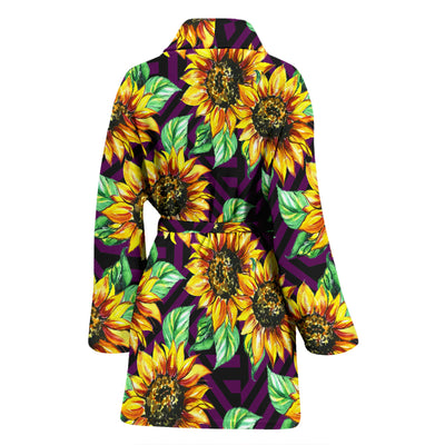 Sunflower Pattern Print Design SF012 Women Bathrobe