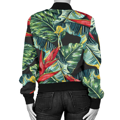 Bird Of Paradise Pattern Print Design BOP06 Women Bomber Jacket