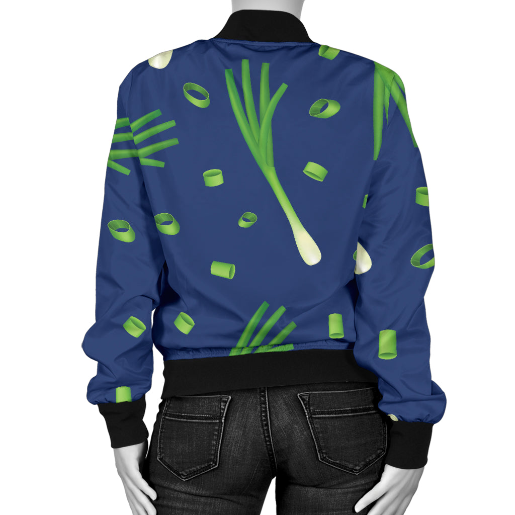 Leek Pattern Print Design 02 Women's Bomber Jacket